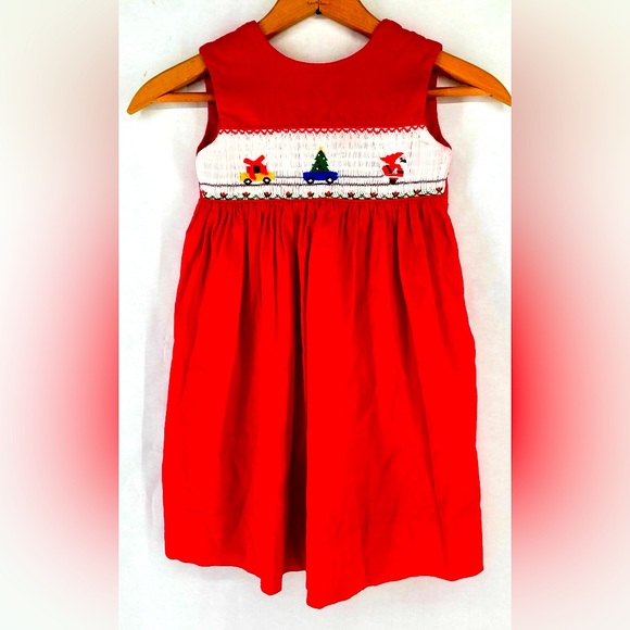 Red Christmas Smocked Corduroy Jumper for toddler